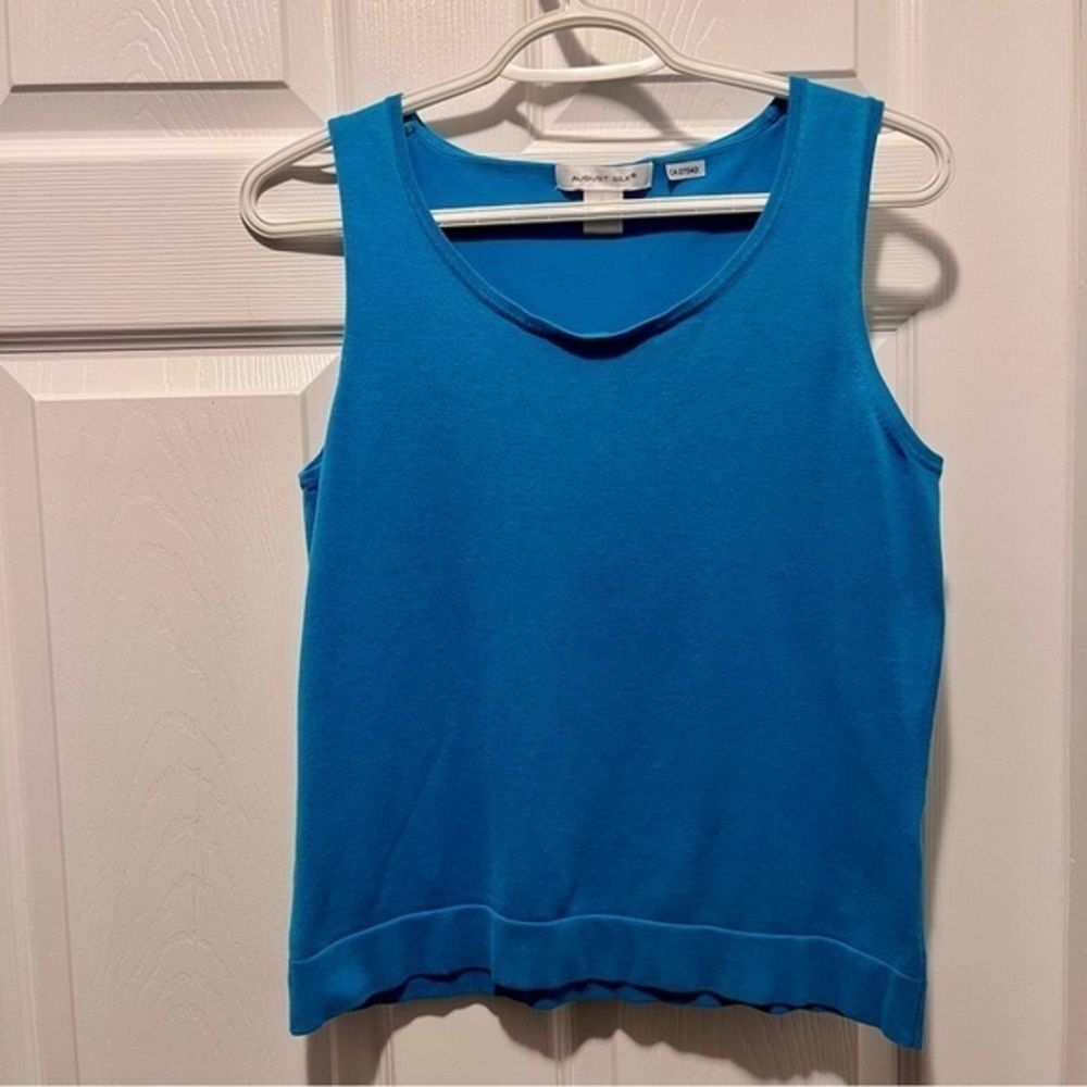 3/25$💥 August Silk top cami tank top blue sleeveless women medium summer